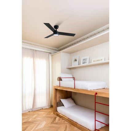 FARO 34296-1TW - Ventilateur de plafond à intensité variable RUDDER S LED/18W/230V 2700/4000/6500K d. 106 cm noir + télécommande