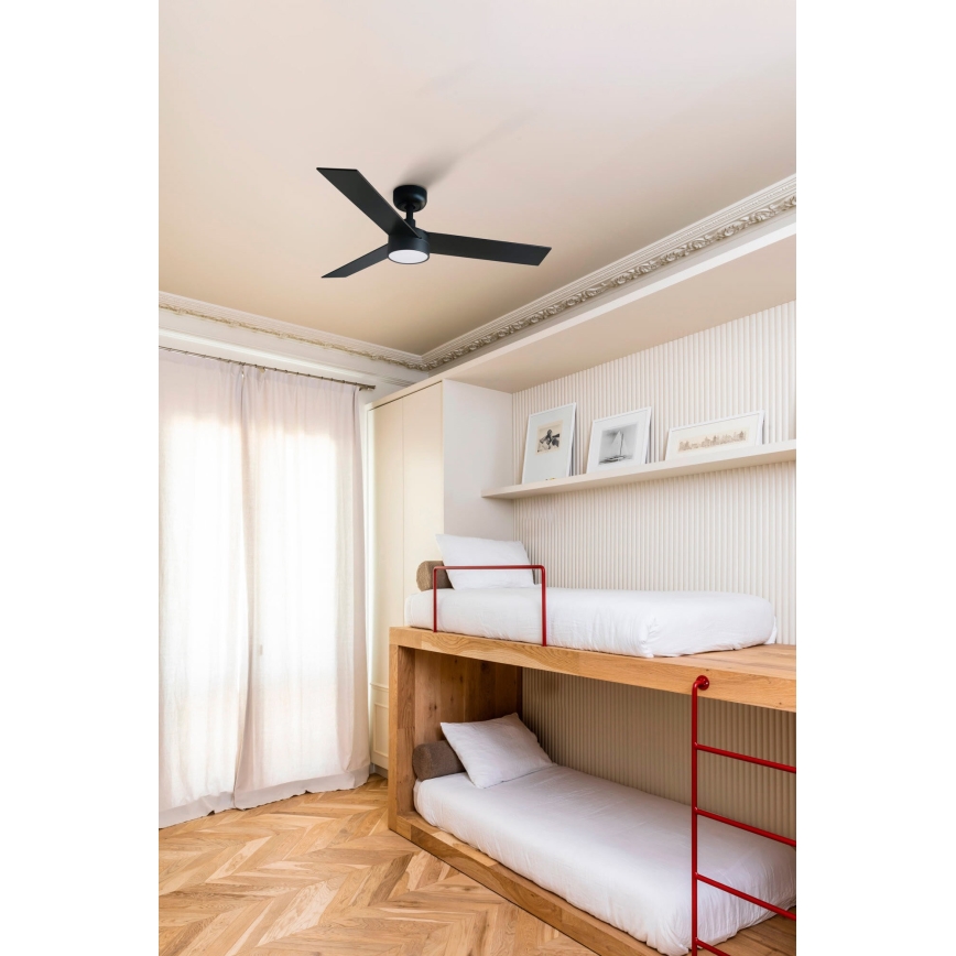 FARO 34296-1TW - Ventilateur de plafond à intensité variable RUDDER S LED/18W/230V 2700/4000/6500K d. 106 cm noir + télécommande