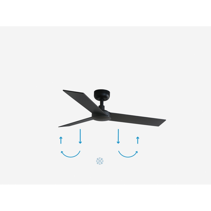 FARO 34296WP - Ventilateur de plafond RUDDER S noir d. 106 cm SMART + télécommande
