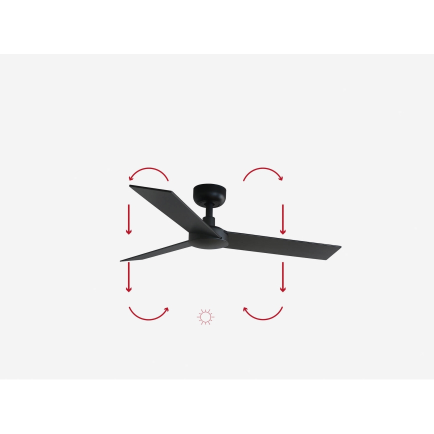 FARO 34296WP - Ventilateur de plafond RUDDER S noir d. 106 cm SMART + télécommande