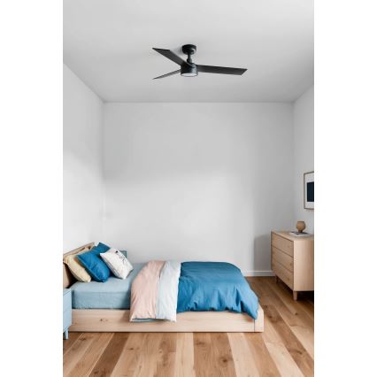 FARO 34296WT-1TW - Ventilateur de plafond à intensité variable RUDDER S LED/18W/230V 2700/4350/6000K noir/marron d. 106 cm Wi-Fi Tuya + Télécommande