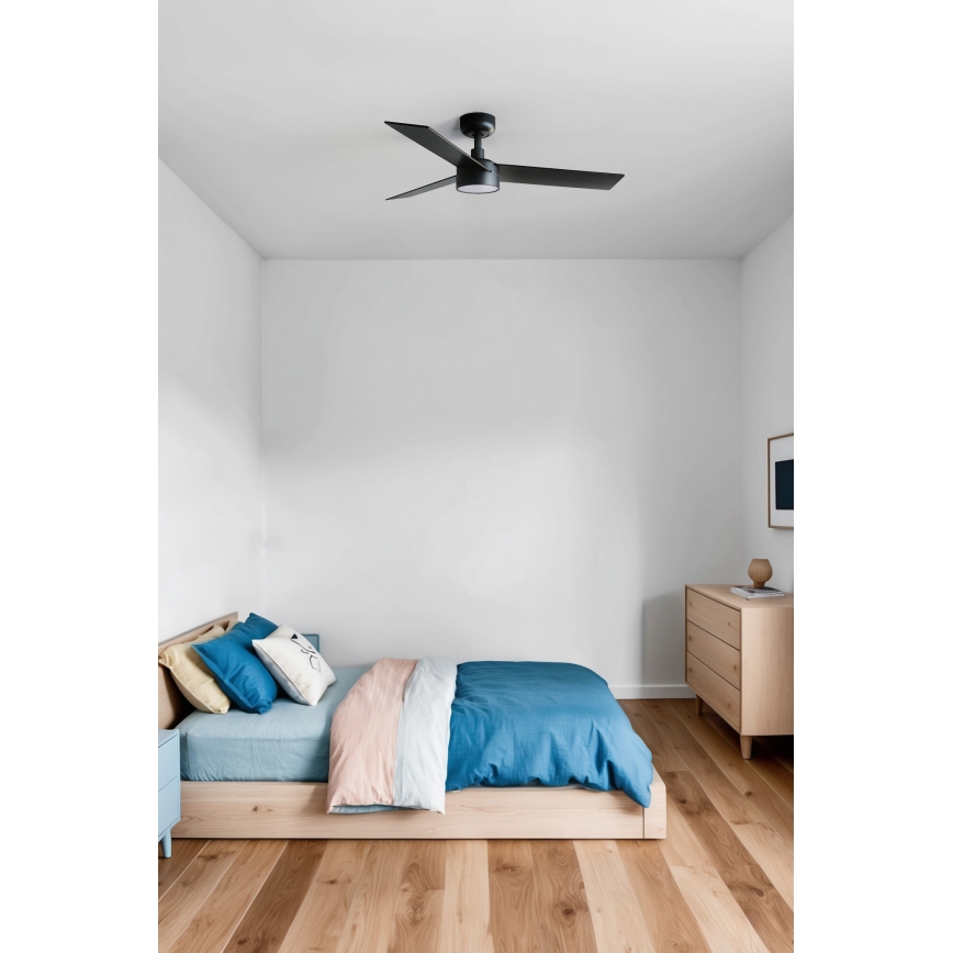 FARO 34296WT-1TW - Ventilateur de plafond à intensité variable RUDDER S LED/18W/230V 2700/4350/6000K noir/marron d. 106 cm Wi-Fi Tuya + Télécommande