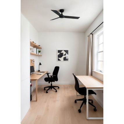 FARO 34296WT - Ventilateur de plafond RUDDER S noir/marron d. 106 cm Wi-Fi Tuya + Télécommande