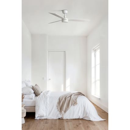 FARO 34297WT-1TW - Ventilateur de plafond à intensité variable RUDDER L LED/18W/230V 2700/4350/6000K blanc d. 132 cm Wi-Fi Tuya + Télécommande