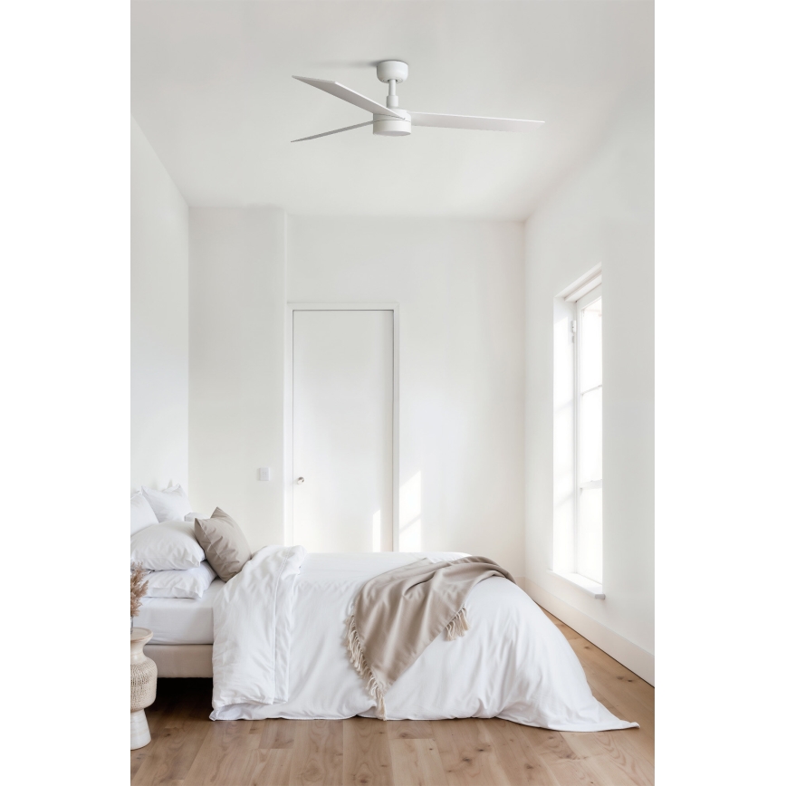 FARO 34297WT-1TW - Ventilateur de plafond à intensité variable RUDDER L LED/18W/230V 2700/4350/6000K blanc d. 132 cm Wi-Fi Tuya + Télécommande