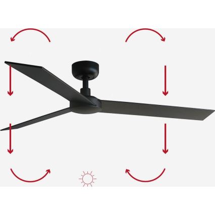 FARO 34298WP - Ventilateur de plafond RUDDER L noir d. 132 cm SMART + télécommande