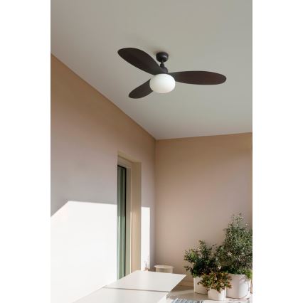 FARO 34301-11L - plafondventilator PALMA 1xE27/15W/230V bruin Ø 129 cm IP44 + afstandsbediening