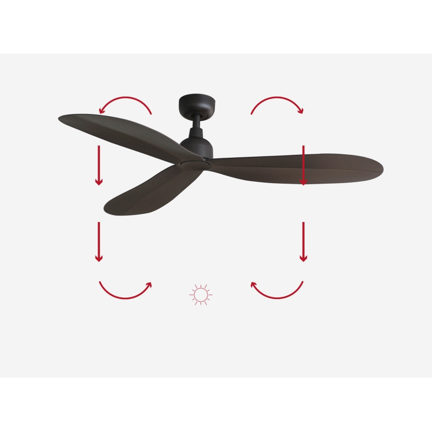 FARO 34301 - Plafondventilator PALMA bruin diameter 129 cm IP44 + afstandsbediening
