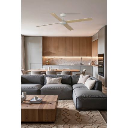 FARO 34355 - Ventilateur de plafond RUDDER L beige/blanc d. 132 cm + Télécommande