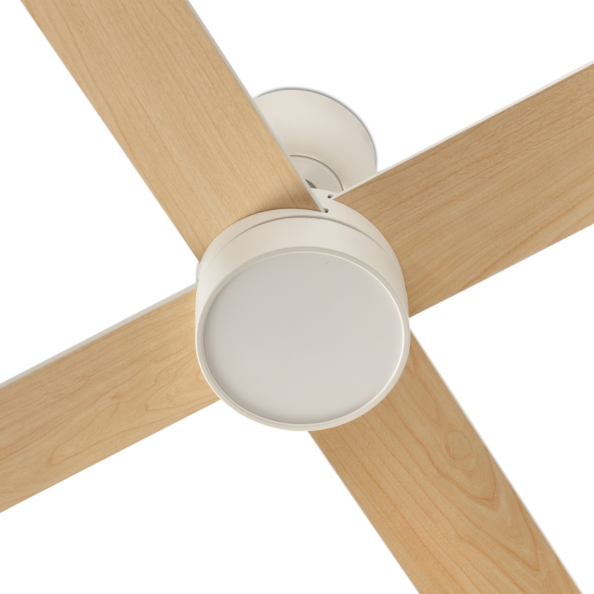 FARO 34355WT-1TW - Ventilateur de plafond LED dimmable RUDDER L LED/18W/230V 2700/3000/4000K blanc/beige Ø 132 cm Wi-Fi Tuya + télécommande