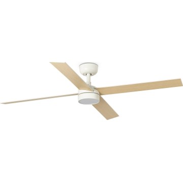 FARO 34355WT-1TW - Ventilateur de plafond LED dimmable RUDDER L LED/18W/230V 2700/3000/4000K blanc/beige Ø 132 cm Wi-Fi Tuya + télécommande