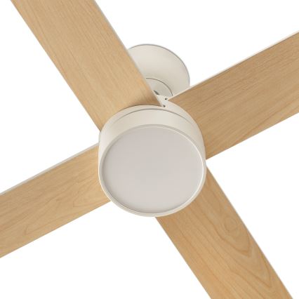 FARO 34355WT-1TW - Ventilateur de plafond à intensité variable RUDDER L LED/18W/230V 2700/4350/6000K blanc/beige d. 132 cm Wi-Fi Tuya + Télécommande