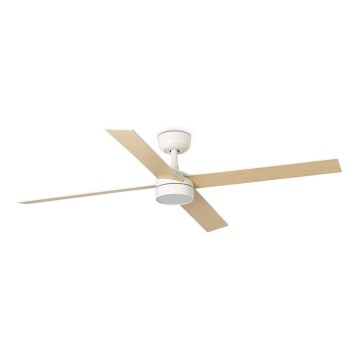 FARO 34355WT1S - Ventilateur de plafond LED dimmable RUDDER L LED/18W/230V 2700/3000/4000K Ø 132 cm beige/blanc Wi‑Fi Tuya + télécommande