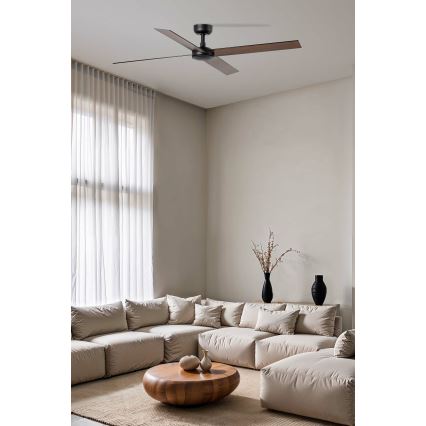 FARO 34356WT - Ventilateur de plafond RUDDER L marron/noir d. 132 cm Wi-Fi Tuya + Télécommande