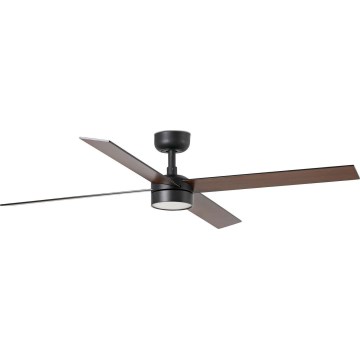 FARO 34356WT1S - LED dimbare plafondventilator RUDDER L LED/18W/230V 2700/3000/4000K Ø 132 cm bruin/zwart Wi‑Fi Tuya + afstandsbediening