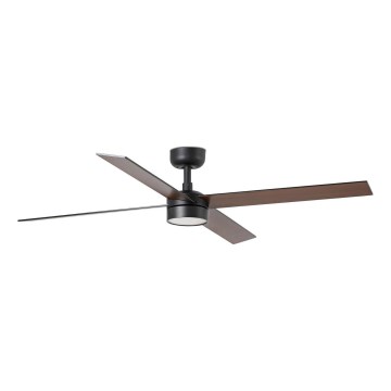 FARO 34356WT1S - Ventilateur de plafond LED à intensité variable RUDDER L LED/18W/230V 2700/3000/4000K Ø 132 cm marron/noir Wi-Fi Tuya + télécommande