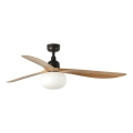 FARO 34360WT-11L - Plafonnier ventilateur OUTWOOD L 1xE27/15W/230V marron/noir d. 150 cm Wi-Fi Tuya IP44 + télécommande