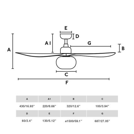 FARO 34361WT-11L - Plafondventilator OUTWOOD L 1xE27/15W/230V bruin/wit diameter 150 cm Wi-Fi Tuya IP44 + afstandsbediening