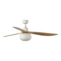 FARO 34361WT-11L - Ventilateur de plafond OUTWOOD L 1xE27/15W/230V marron/blanc Ø 150 cm Wi-Fi Tuya IP44 + télécommande