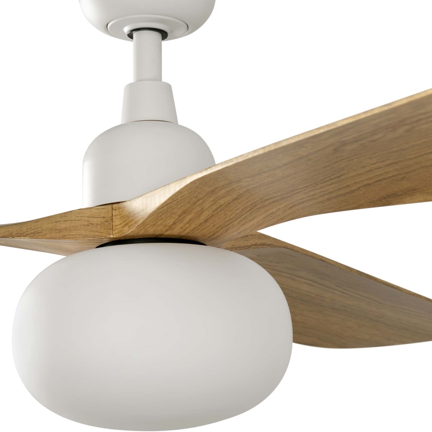 FARO 34361WT-11L - Ventilateur de plafond OUTWOOD L 1xE27/15W/230V marron/blanc Ø 150 cm Wi-Fi Tuya IP44 + télécommande