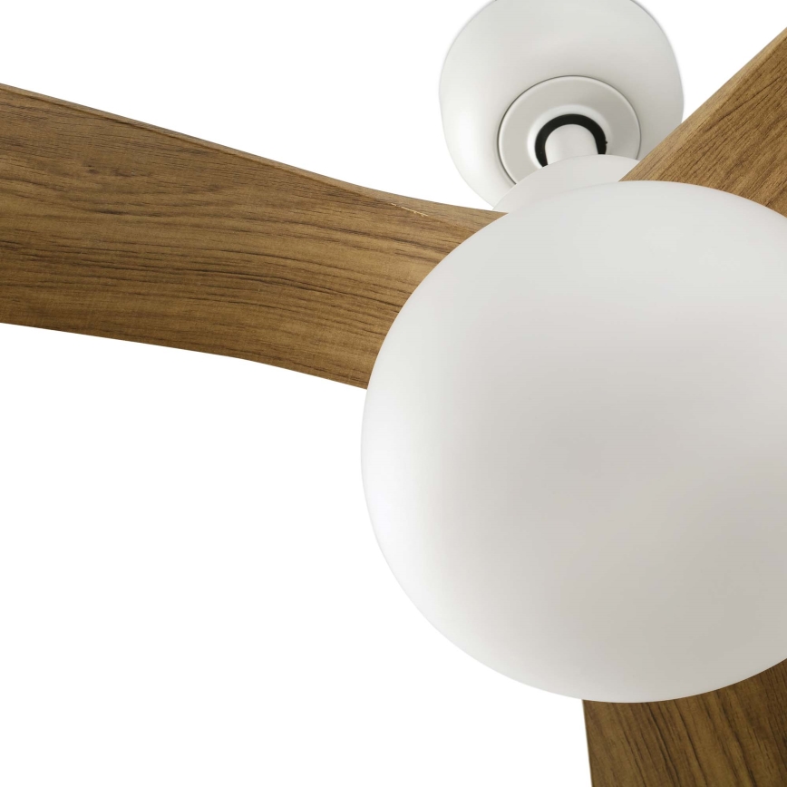 FARO 34361WT-11L - Ventilateur de plafond OUTWOOD L 1xE27/15W/230V marron/blanc Ø 150 cm Wi-Fi Tuya IP44 + télécommande