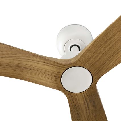 FARO 34361WT - Ventilateur de plafond OUTWOOD L marron/blanc, diamètre 150 cm Wi-Fi Tuya IP44 + télécommande