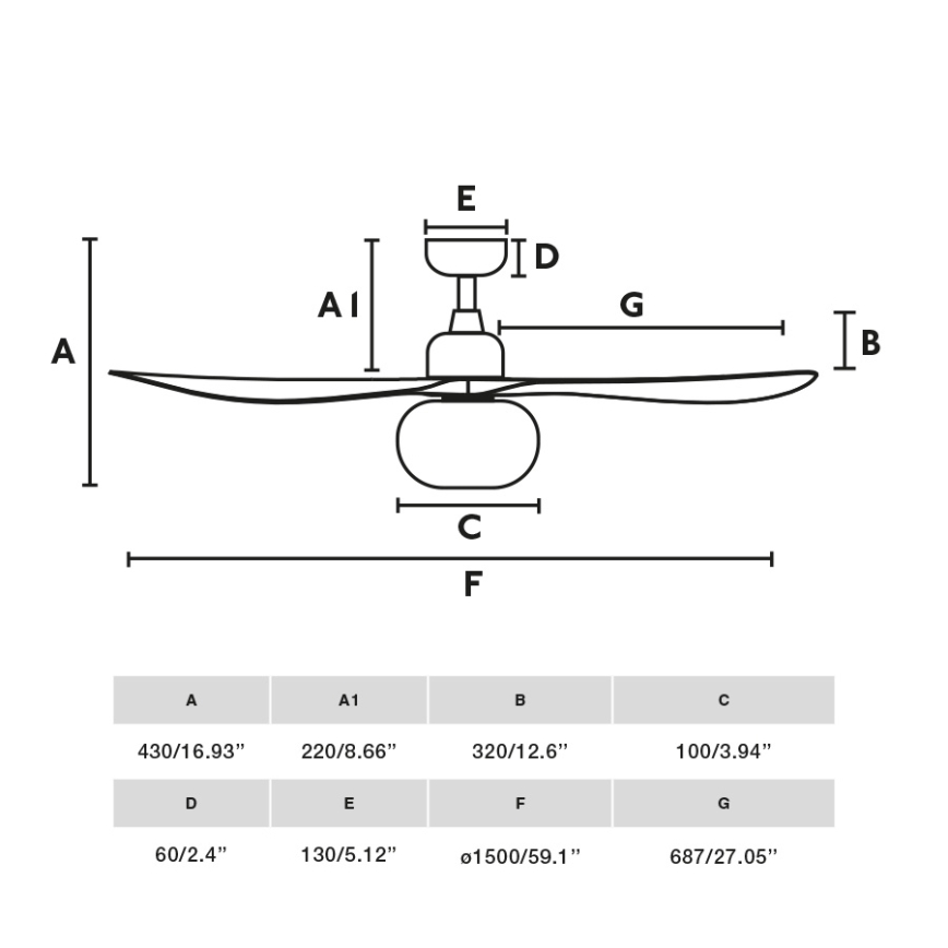 FARO 34362WT-11L - Plafondventilator OUTWOOD L 1x E27/15W/230V, bruin/zwart, Ø 150 cm, Wi‑Fi Tuya, IP44, met afstandsbediening