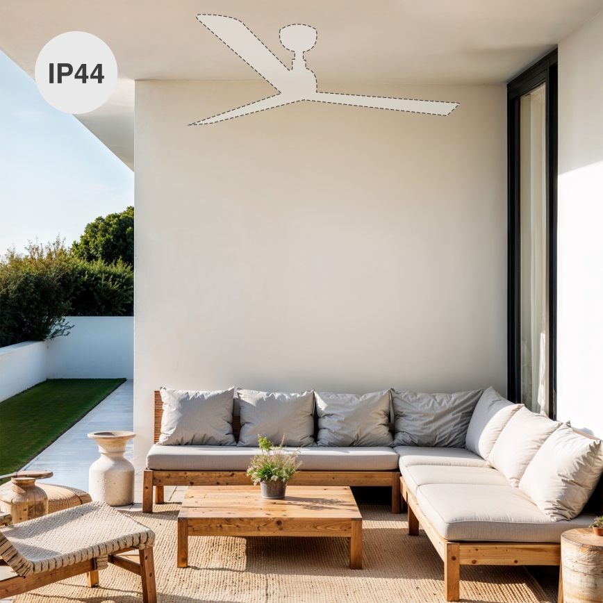 FARO 34362WT-11L - Ventilateur de plafond OUTWOOD L 1xE27/15W/230V marron/noir d. 150 cm Wi-Fi Tuya IP44 + Télécommande