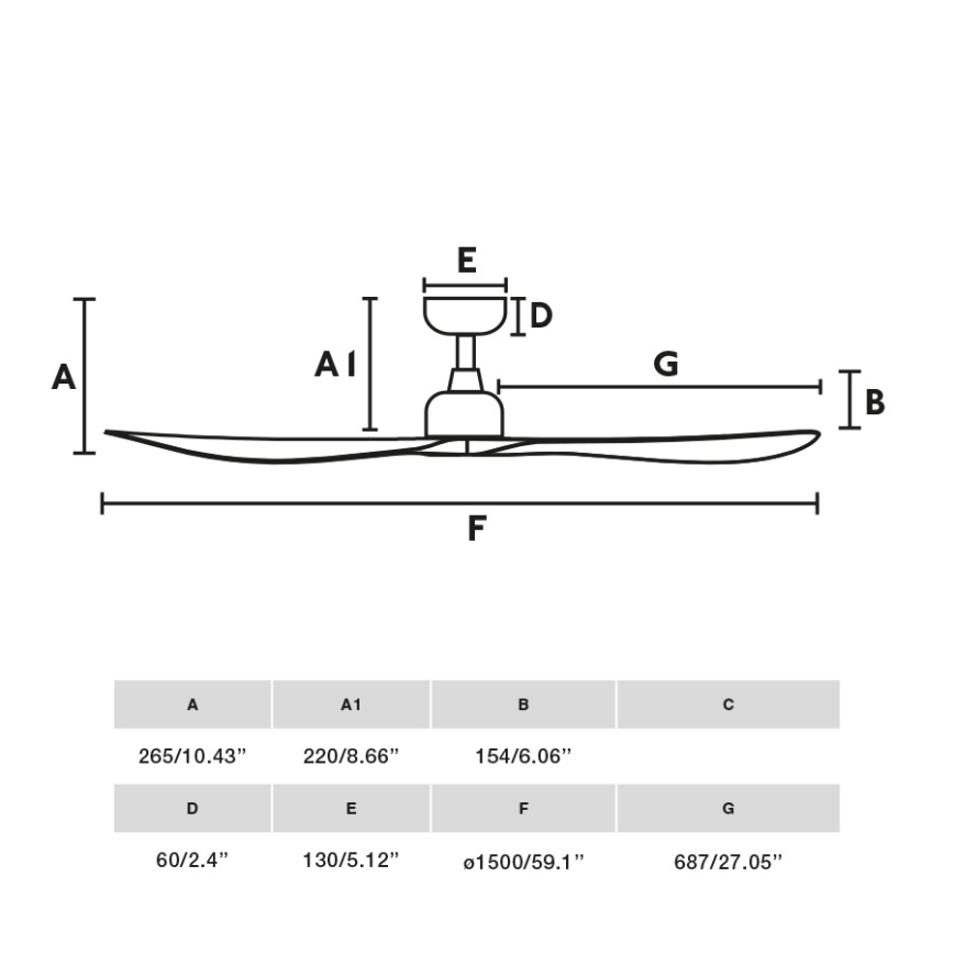 FARO 34363WT - Plafondventilator OUTWOOD L wit diameter 150 cm Wi-Fi Tuya IP44 + afstandsbediening
