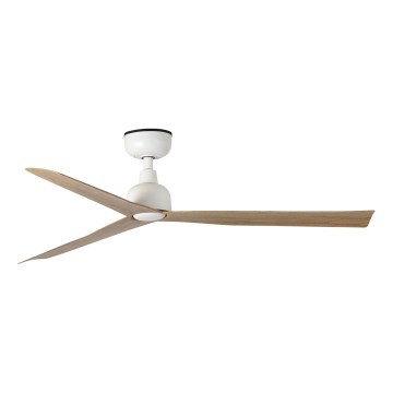 FARO 34370WT - Plafondventilator MARINE M Ø 125 cm bruin/wit IP44 Wi‑Fi Tuya + afstandsbediening