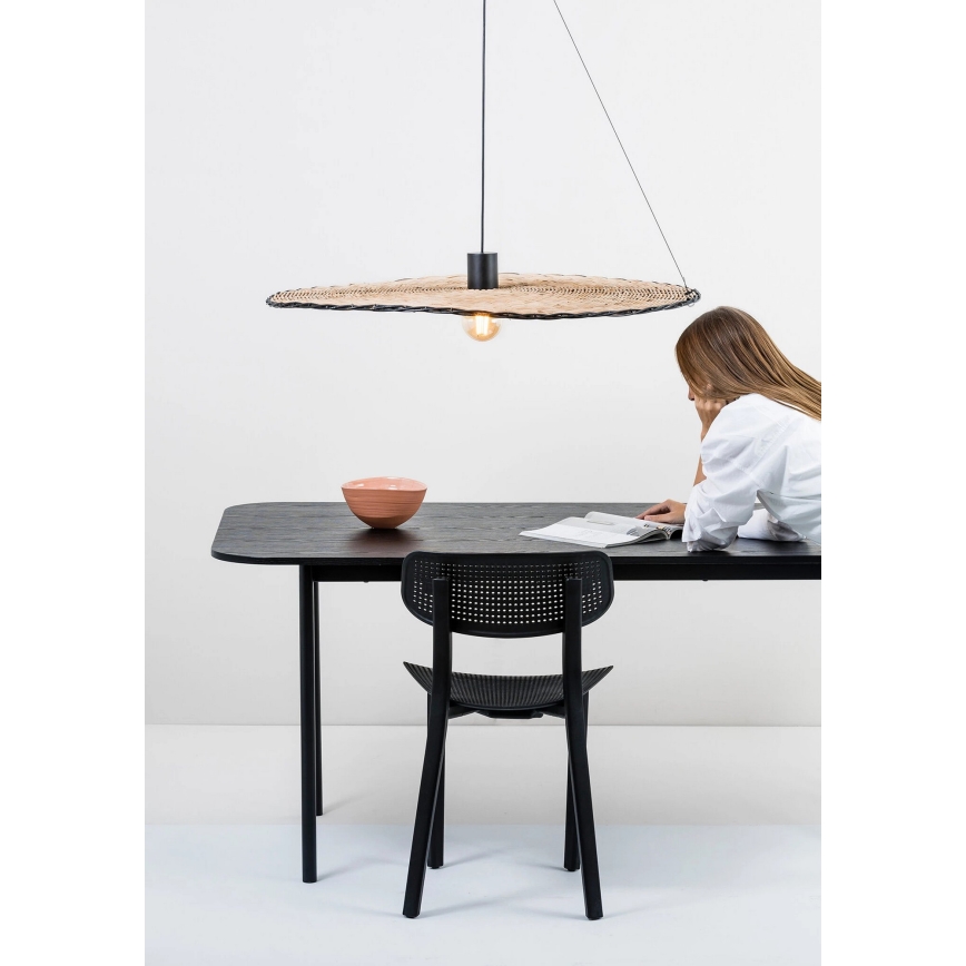 FARO 68590-70 - Suspension filaire COSTAS 1xE27/15W/230V d. 100 cm noir/rotin