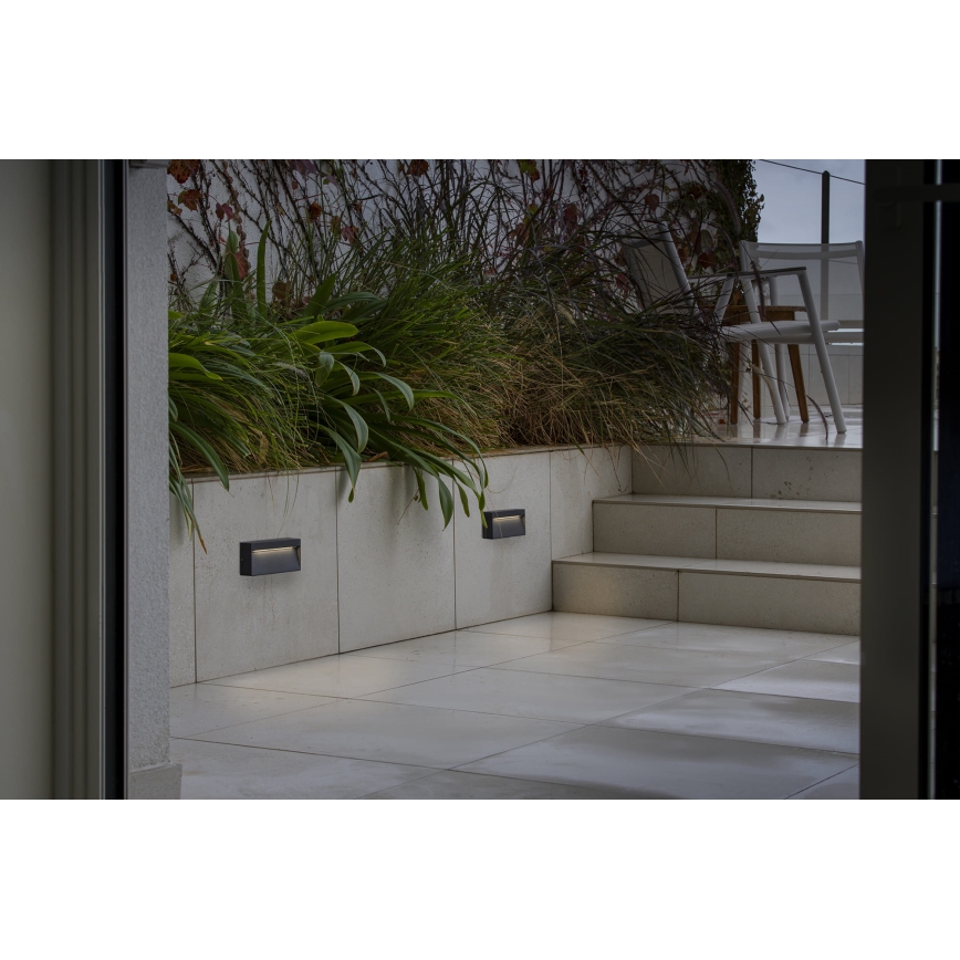 FARO 71966 - LED trapverlichting DUNE LED/6W/230V 2200/2700/3200/4000K IP65 antraciet rechthoek
