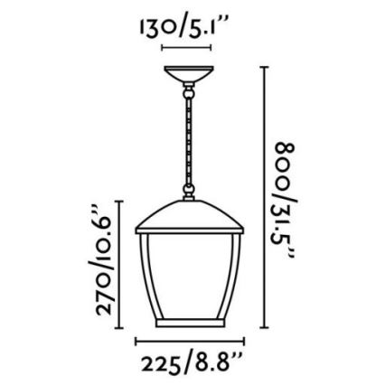 FARO 75002 - Buitenkroonluchter aan ketting WILMA 1xE27/100W/230V IP44