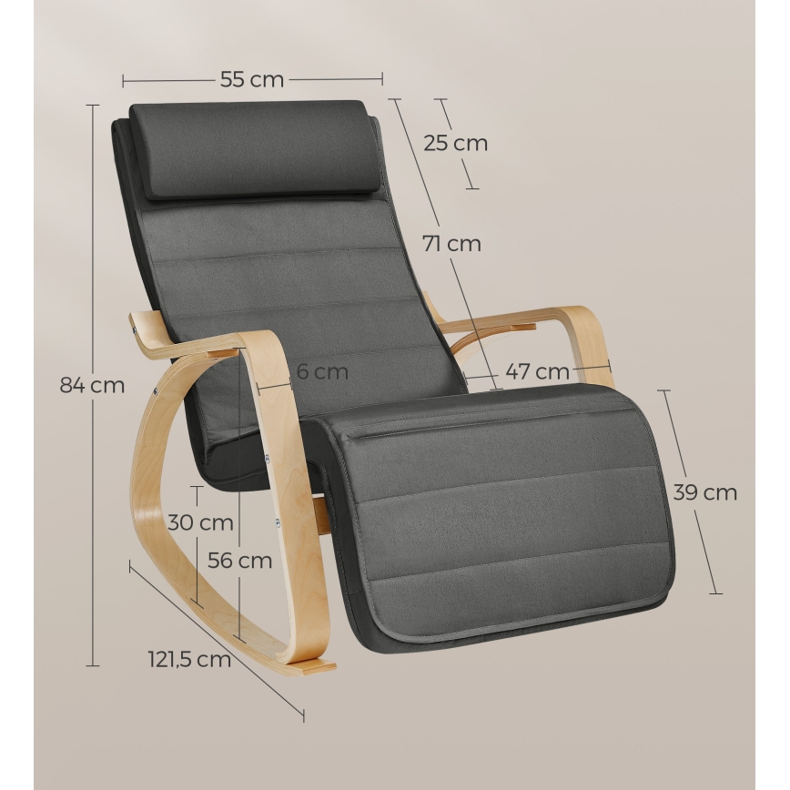Fauteuil à bascule RESTLY gris anthracite