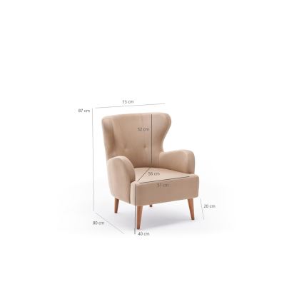 Fauteuil à oreilles NEKO crème