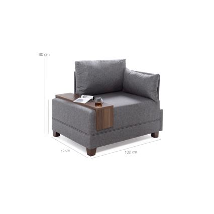 Fauteuil d'angle droit TULA gris