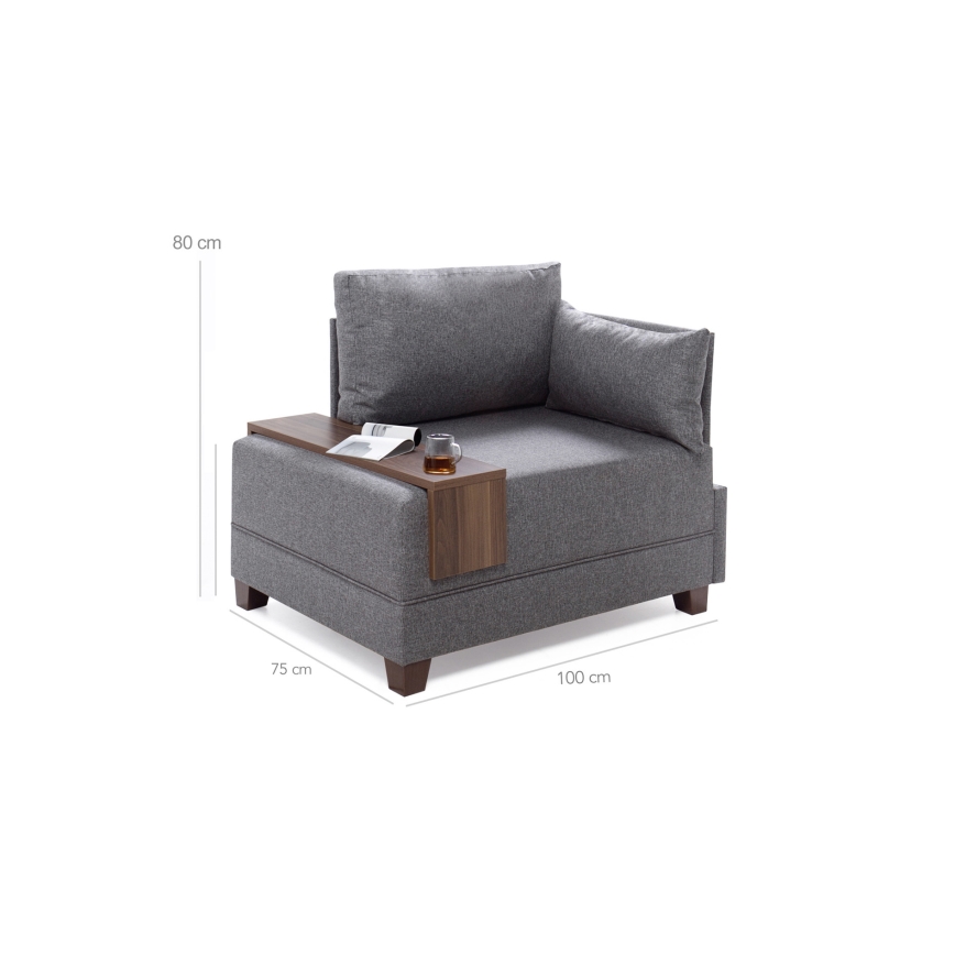 Fauteuil d'angle droit TULA gris