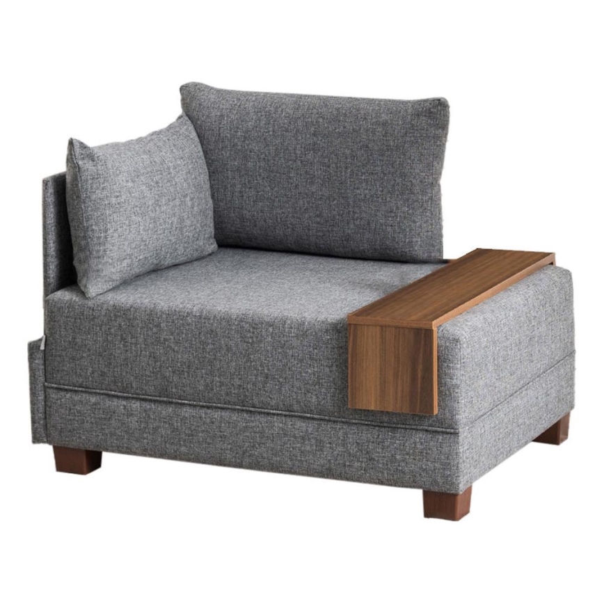Fauteuil d'angle TULA, gris, côté gauche