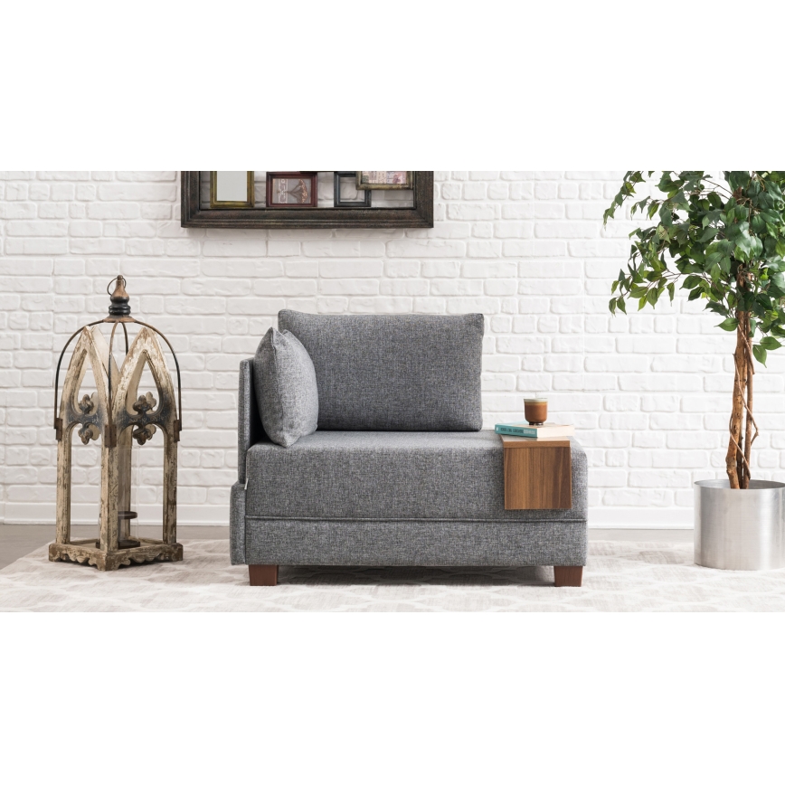 Fauteuil d'angle TULA, gris, côté gauche