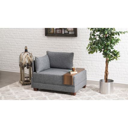 Fauteuil d'angle TULA, gris, côté gauche