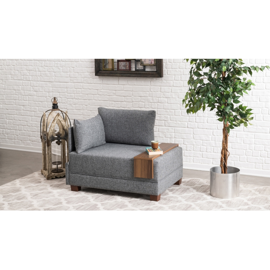 Fauteuil d'angle TULA, gris, côté gauche