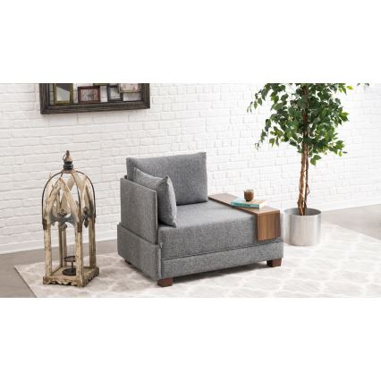 Fauteuil d'angle TULA, gris, côté gauche
