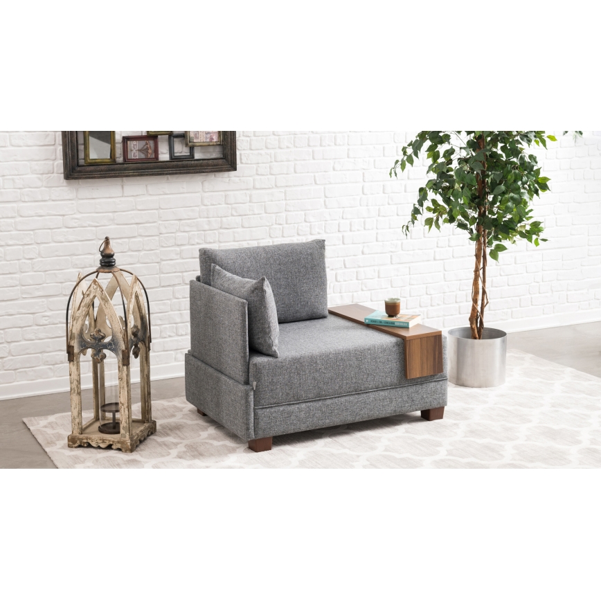 Fauteuil d'angle TULA, gris, côté gauche