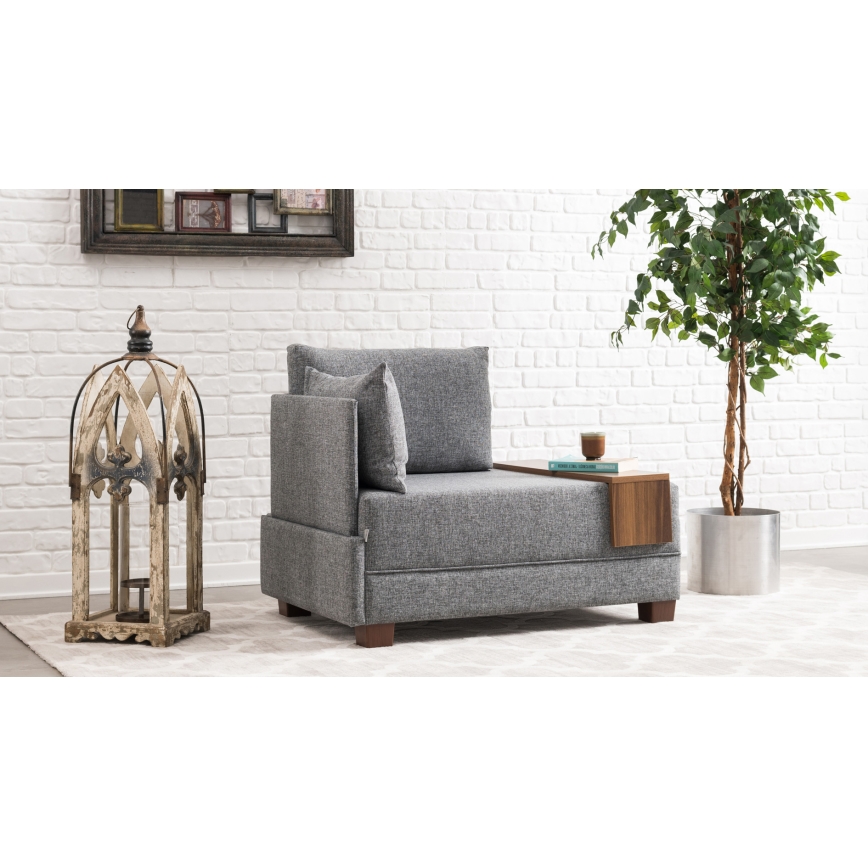Fauteuil d'angle TULA, gris, côté gauche