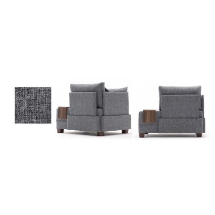 Fauteuil d'angle TULA, gris, côté gauche
