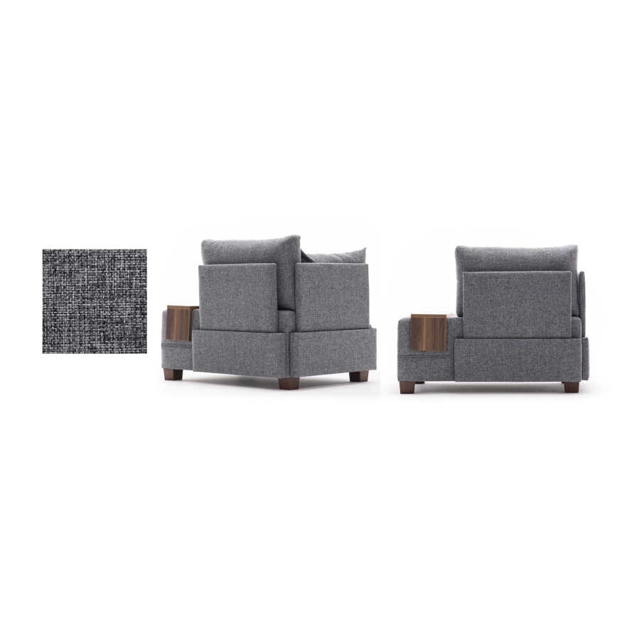 Fauteuil d'angle TULA, gris, côté gauche