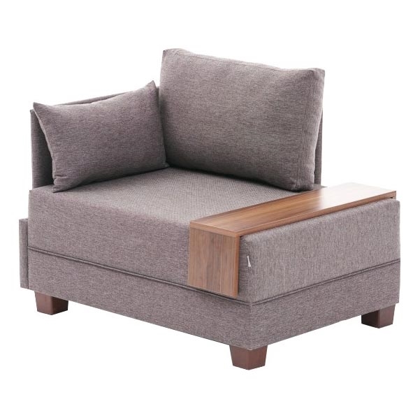 Fauteuil d'angle TULA marron, côté gauche