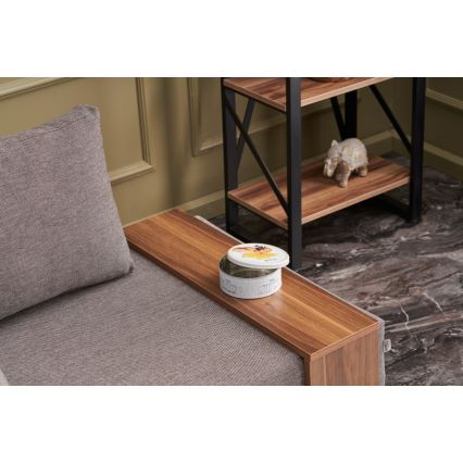 Fauteuil d'angle TULA marron, côté gauche