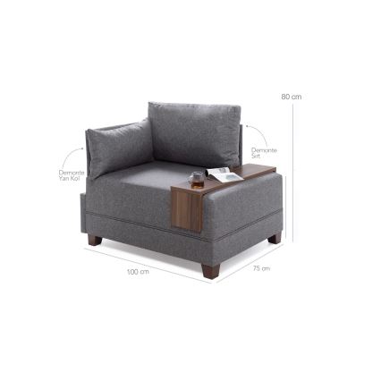Fauteuil d'angle TULA marron, côté gauche