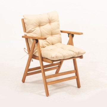 Fauteuil de jardin pliant avec coussin beige/chêne